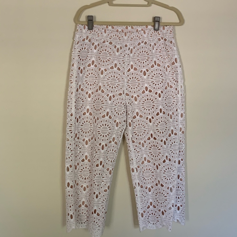 Anthropologie White Patterned Pants